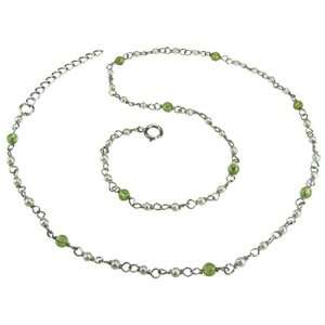   Peridot Platinum Overlay Sterling Silver Necklace 16 Dahlia: Jewelry