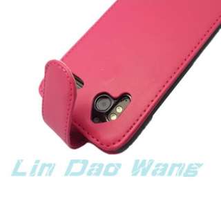 Deep Pink Leather Case Cover Pouch For HTC Sensation 4G  