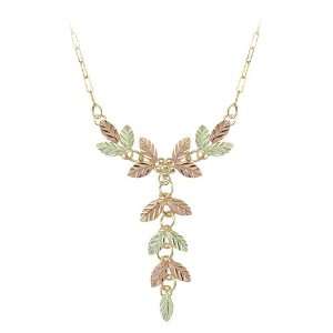  Dangling Leaf Necklace and Earrings Gold Jewelry Set 