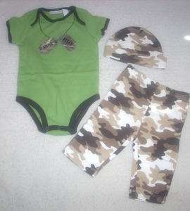 NEW 3 Piece Outfit Daddys Boy Army Design #10264  