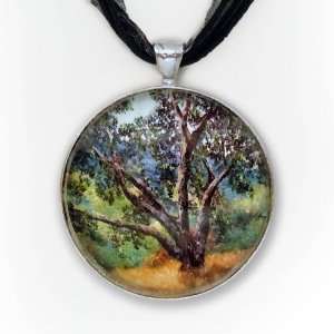  California Oak Tree Landscape Handmade Fine Art Pendant 