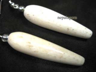 E2254 long Tibetan YOGA Ivory Color Bone EARRING NEPAL  