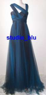 ELIE SAAB Blue Ombre Tulle Lace Silk Dress Gown 10  
