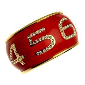 Acosta Jewellery   Large Red & Gold Enamel   Crystal Numbers Statement 