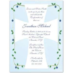   Blue Roses Vine Cross Confirmation Invitations: Health & Personal Care
