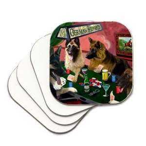  Home of German Shepherd Coasters 4 Dogs Playing Poker (Set 