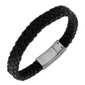  Genuine Leather Braided Bracelet with Stainless Steel 