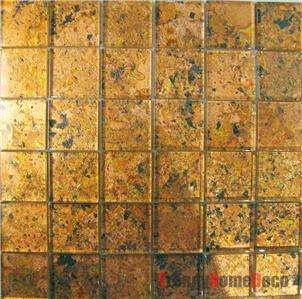 SAMPLE   Rustic Golden Foil Glass Mosaic Tile backsplash Kitchen wall 