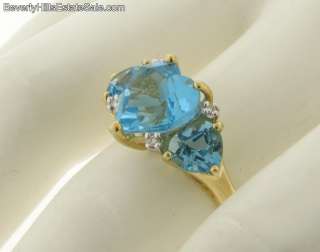 Heart Shaped Blue Topaz 14k Gold Ring  