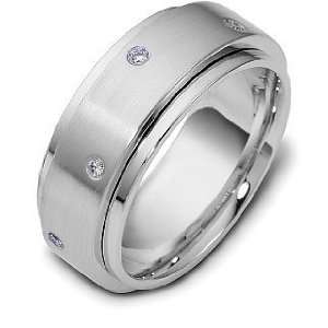   Platinum SPINNING Wedding Band Ring with 8 Diamonds   9.75 Dora Rings