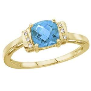   Yellow Gold December Birthstone Blue Topaz and Diamond Ring Jewelry