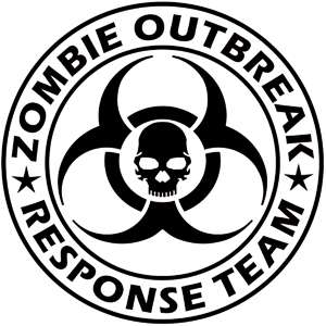 Zombie Outbreak Response Team Funny Vinyl Decal. 12 colors too choose 