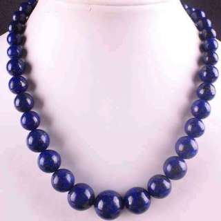 Genuine Lapis Lazuli Pyramid Round Beads Necklace E010  