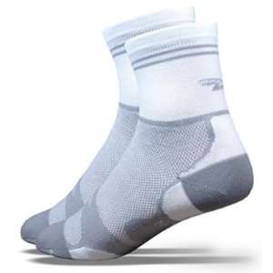  DeFeet Levitator Lite 3in Grey/White Cycling/Running Socks 