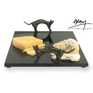  Michael Aram Marble & Bronze Cat Cheese Board Kitchen 