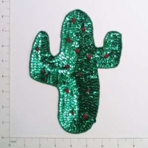  Mr. Cactus Sequin Applique   Green, Red   Large 