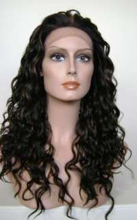   LONG DEEP WAVE DARK BROWN HIGHLIGHTED FULL SYNTHETIC WIG   L6  