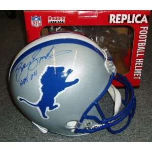  Signed Barry Sanders Helmet   Replica Lions Helmet with 