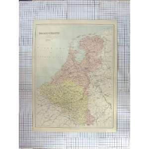   BARTHOLOMEW ANTIQUE MAP c1870 HOLLAND BELGIUM BRUSSELS