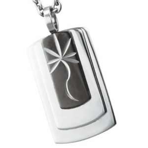   Etched Marijuana Leaf Design (Stainless Steel Chain Included): Jewelry