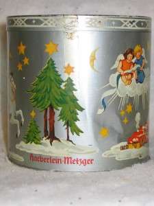 Vintage German Blue Santa Christmas Candy Biscuit Tin  