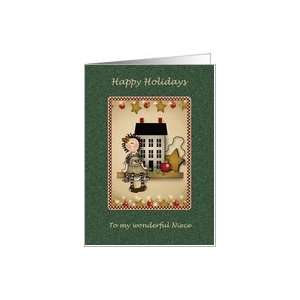  Folk Art Doll Happy Holidays Niece Christmas Cards Card 
