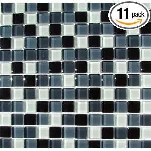   Glass Tile, 1 by 1 Inch Tile on a 12 by 12 Inch Mosaic Mesh, Shadow