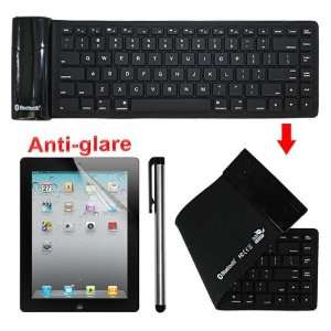   Screen Stylus Pen + Black Bluetooth Silicone Roll Up Keyboard for New