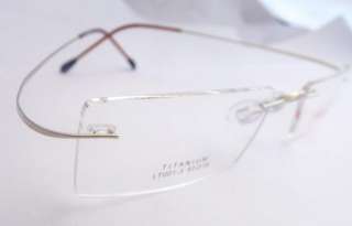 Luxury Titanium Gold Rimless Men Flexible Eyeglass Frame Eyewear 