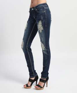 MOGAN 25~32 Ladies Heavy DESTROYED SKINNY JEANS Sexy Lowrise Ripped 