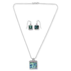  Dichroic art glass jewelry set, Aquarium Jewelry