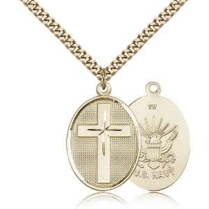  Gold Filled Cross / USN Sailor Seaman Medal Pendant 1 1/8 