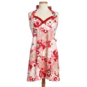  DII Red and Pink Floral Vintage Apron