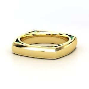 Seam Band, 14K Yellow Gold Ring with Emerald