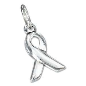   Silver Breast Cancer Ribbon Charm (breast Cancer on Back): Jewelry