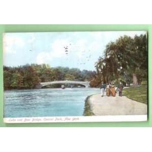  Postcard Lake and Bow Bridge New York City 1909 