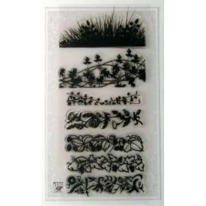  Grass Borders Art Deco Clear Stamps Set: Arts, Crafts 