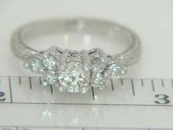Vintage Platinum Round Cut .81ct Diamond Engagement Ring  