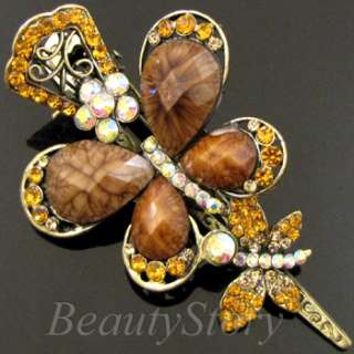 ADDL Item  antiqued rhinestone butterfly hair clamp clip 