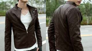 New Korea Men Slim Fit Designed PU Leather Coat Jacket 2 Color 4 SIZE 