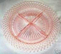 MISS AMERICA PINK 8 3/4, 4 SECTION ROUND RELISH DISH  