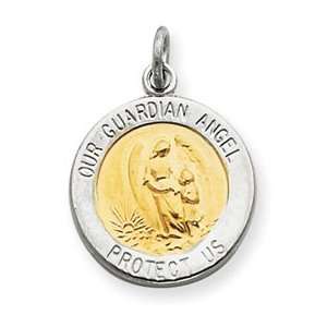  Sterling Silver & Vermeil Guardian Angel Medal: Jewelry