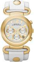 New Marc by Marc Jacobs Molly White Leather Strap Gold Chronograph 
