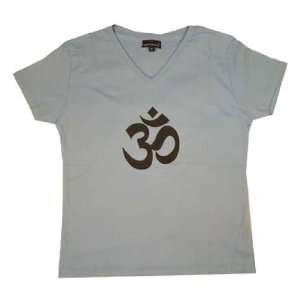  Medium Light Blue OM AUM Yoga Hindu Meditation 100% Cotton 