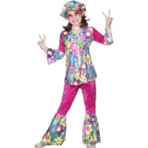    Smiffys Flower Power Hippie Costume With Hat   GirlS Toys & Games