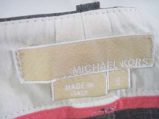 MICHAEL KORS Wool Gray Pink Pinstripe Pants Slacks SZ 8  