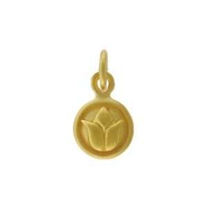   Lotus Flower Charm in Gold Vermeil for Bracelets or Necklaces, #7654