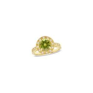   Lab Created White Sapphire Ring in 14K Gold Vermeil   Size 7 peridot