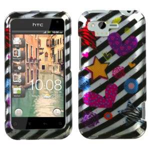2D Color Heart HARD Protector Case Snap on Phone Cover for Verizon HTC 