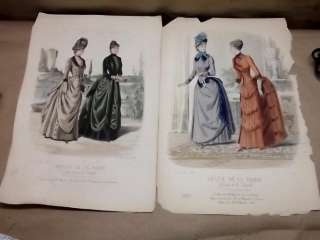 ORIGINAL REVUE DE LA MODE 1885/1886 hand colored prints  